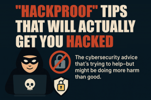 Warning sign about misleading hackproof security tips
